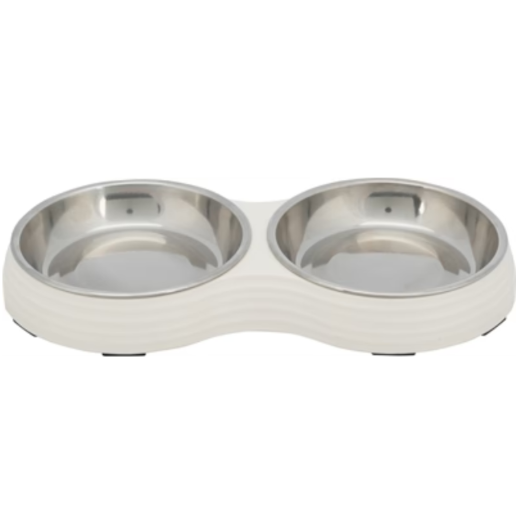 Trixie Voerbak Kat Dubbel Melamine / Rvs Wit