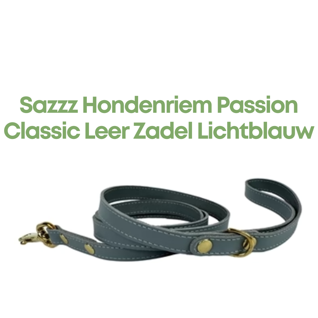 Sazzz Hondenriem Passion Classic Leer Lichtblauw