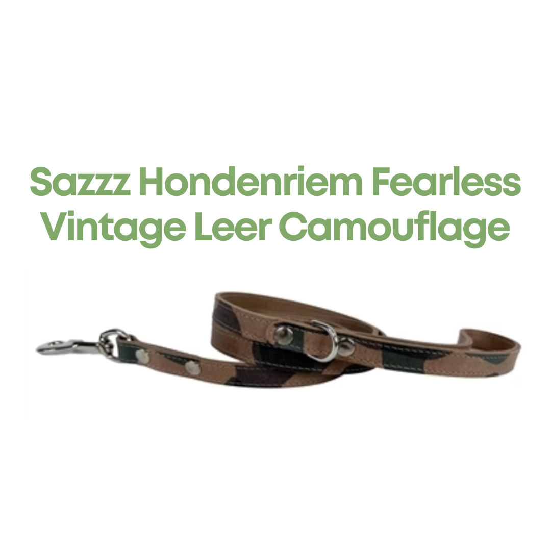 Sazzz Hondenriem Fearless Vintage Leer Camouflage