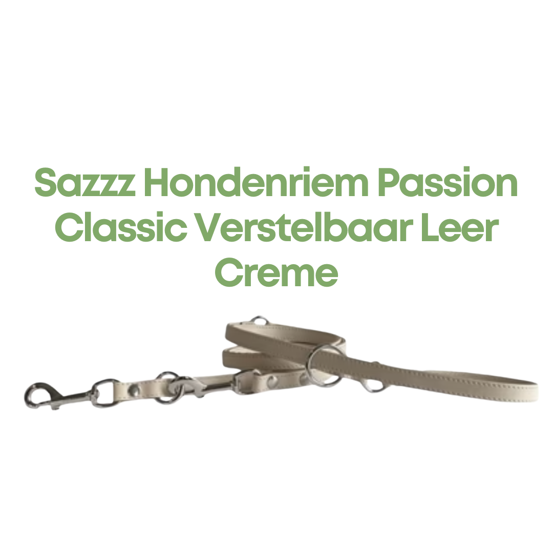 Sazzz Hondenriem Passion Classic Verstelbaar Leer Creme