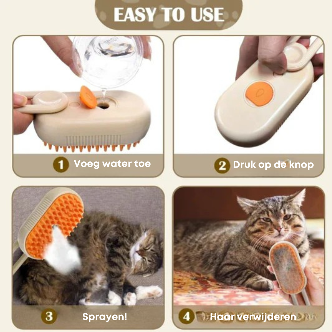⚡3-in-1 Huisdier Stoomverzorgingsborstel – De Ultieme Borstel voor Katten en Honden