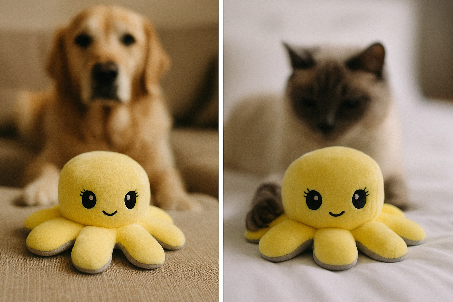 Trixie Octopus Omkeerbaar Pluche Grijs / Geel