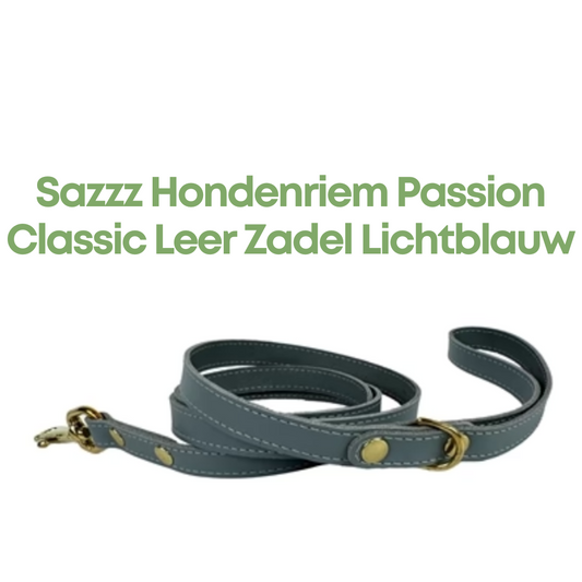 Sazzz Hondenriem Passion Classic Leer Lichtblauw