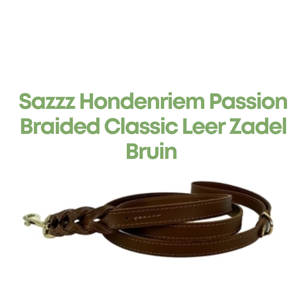 Sazzz Hondenriem Passion Braided Classic Leer Zadel Bruin