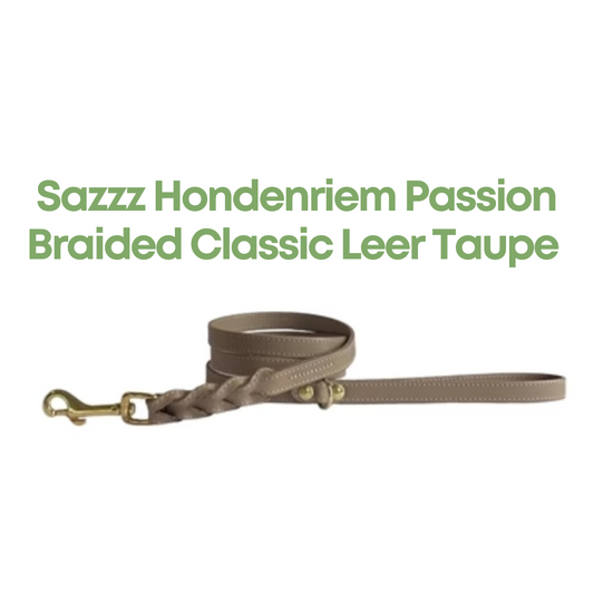 Sazzz Hondenriem Passion Braided Classic Leer Taupe