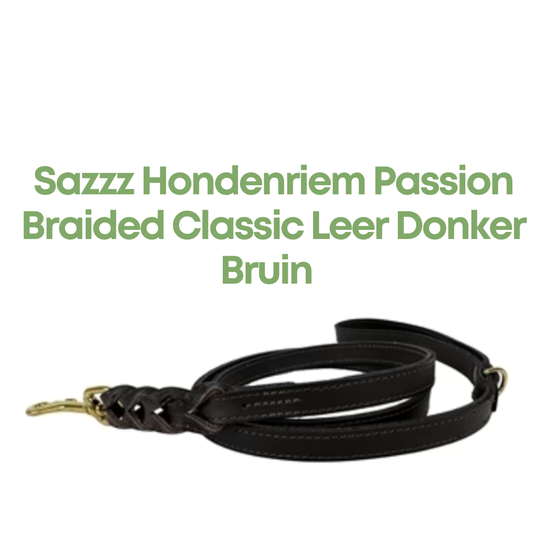 Sazzz Hondenriem Passion Braided Classic Leer Donker Bruin