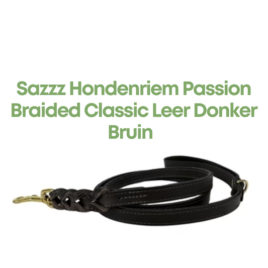 Sazzz Hondenriem Passion Braided Classic Leer Donker Bruin