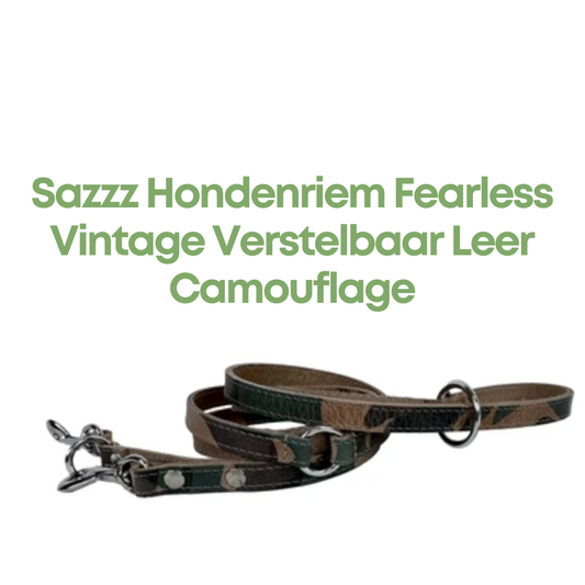 Sazzz Hondenriem Fearless Vintage Verstelbaar Leer Camouflage