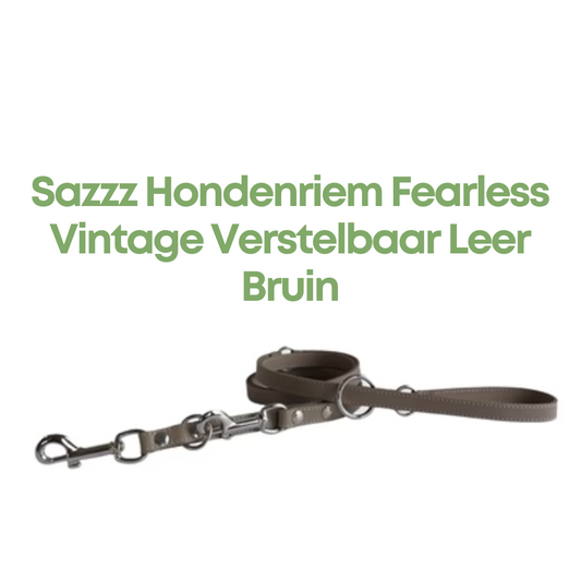 Sazzz Hondenriem Fearless Vintage Verstelbaar Leer Bruin