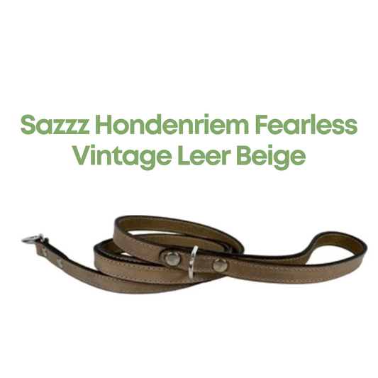 Sazzz Hondenriem Fearless Vintage Leer Beige