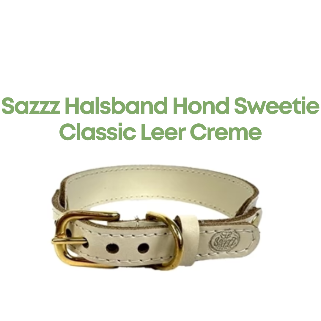 Sazzz Halsband Hond Sweetie Classic Leer Creme