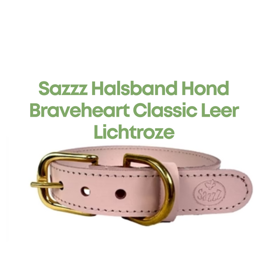 Sazzz Halsband Hond Braveheart Classic Leer Lichtroze