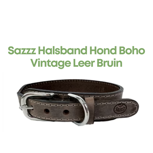 Sazzz Halsband Hond Boho Vintage Leer Bruin