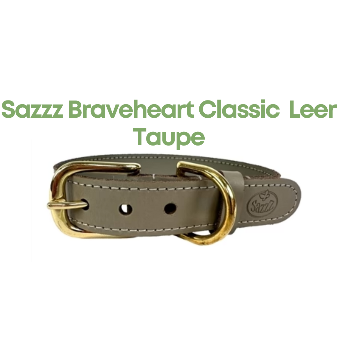 Sazzz Halsband Hond Braveheart Classic Leer Taupe