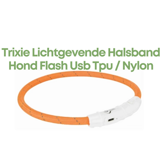 Trixie Lichtgevende Halsband Hond Flash Usb Tpu / Nylon Oranje