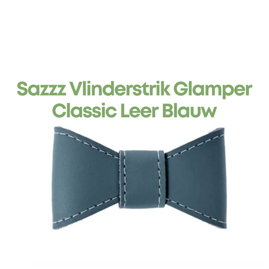 Sazzz Vlinderstrik Glamper Classic Leer Lichtblauw