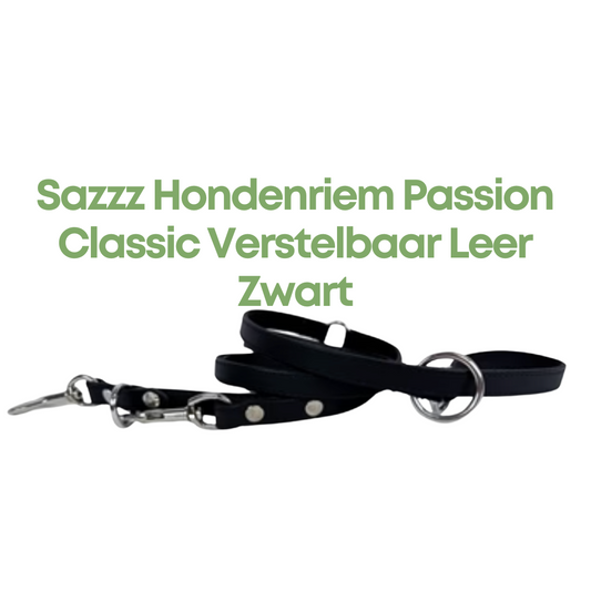 Sazzz Hondenriem Passion Classic Verstelbaar Leer Zwart