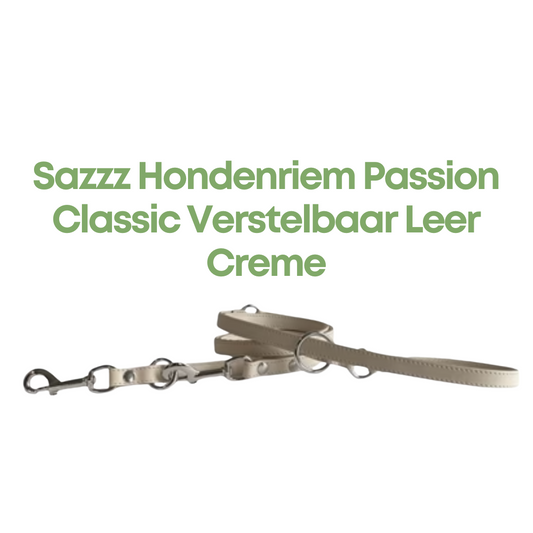 Sazzz Hondenriem Passion Classic Verstelbaar Leer Creme
