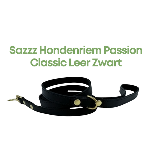 Sazzz Hondenriem Passion Classic Leer Zwart